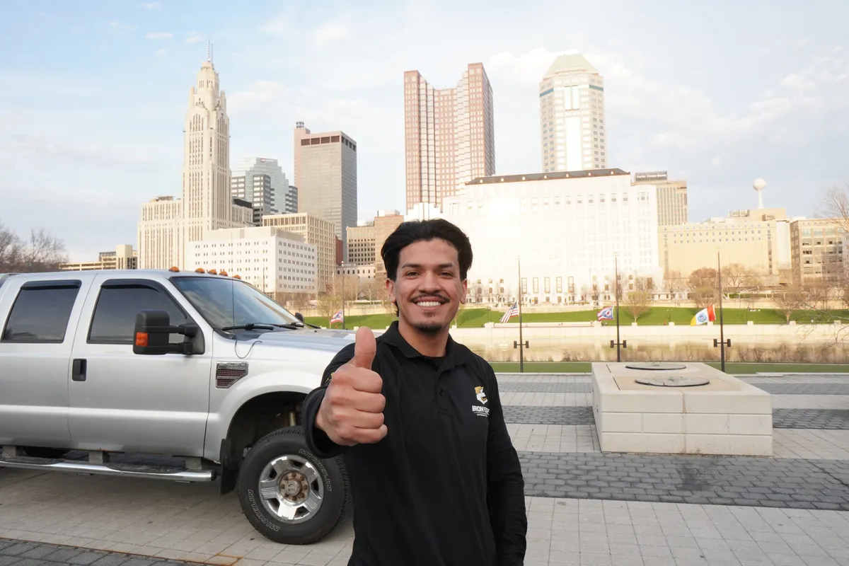 Edgar Munoz with Iron Edge truck in Columbus Ohio