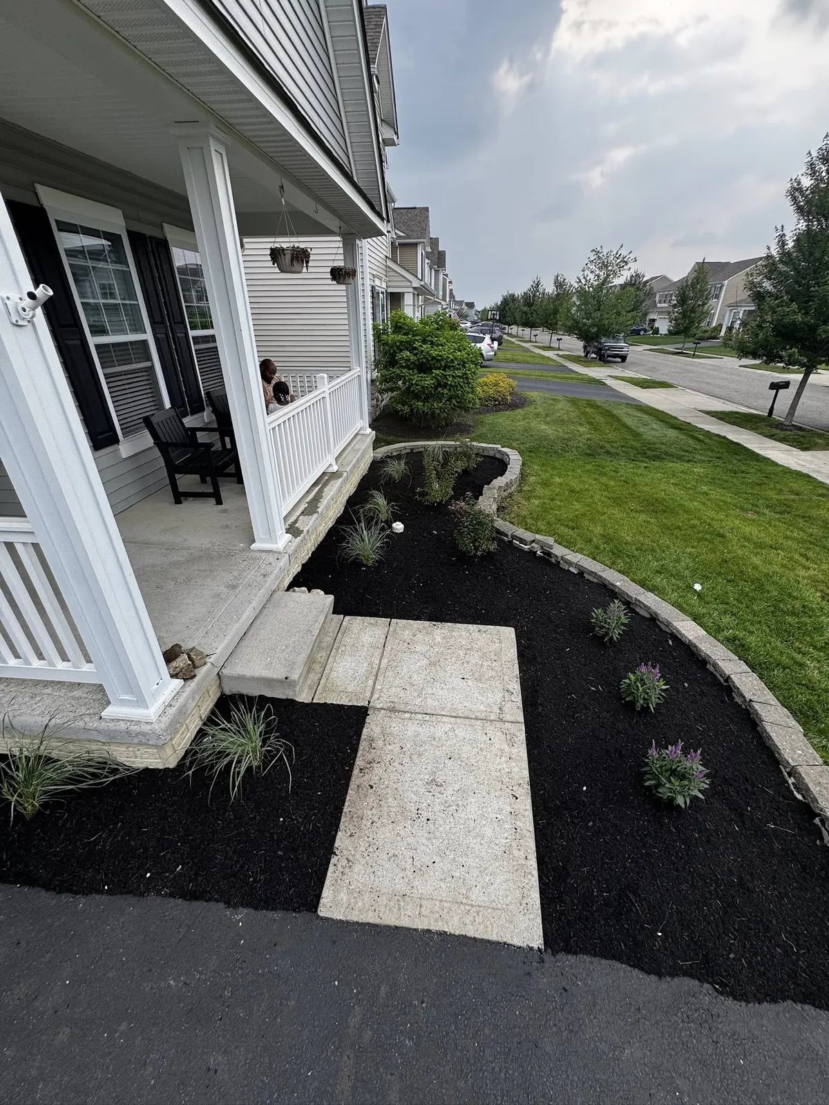 Decorative stone edging and hardscape detail in Columbus OH