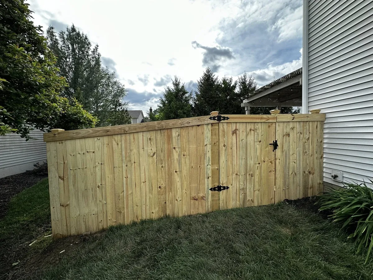 Wood fence decorative gate, Columbus OH by Iron Edge Outdoor